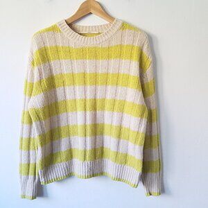 Lanius Wool Alpaca Blend Crew Neck Striped Relaxed Pull Over Sweater Size 36